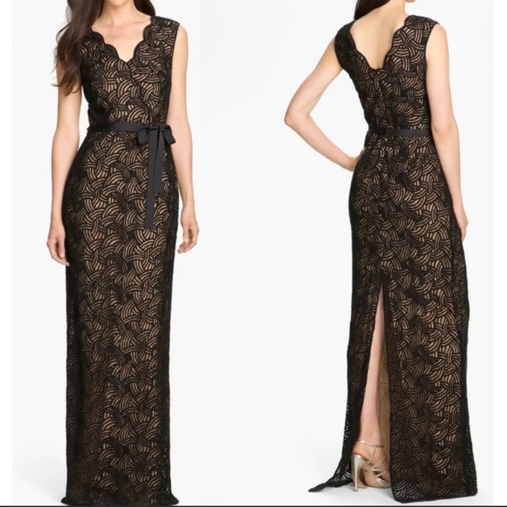Tadashi Shoji Black Scallop Lace Gown